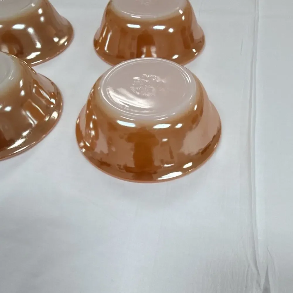 Copied - Fire-King Peach Laurel Stackable 4pc Bowl Set Mid-Century Pressed Glass